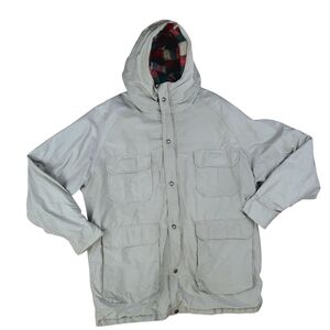 Vintage Woolrich Men's Beige Parka Jacket Wool Blend Liner Size Large Chore Coat